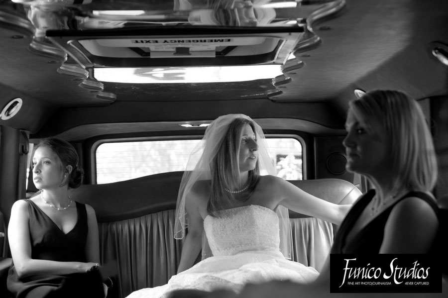 bride in limo